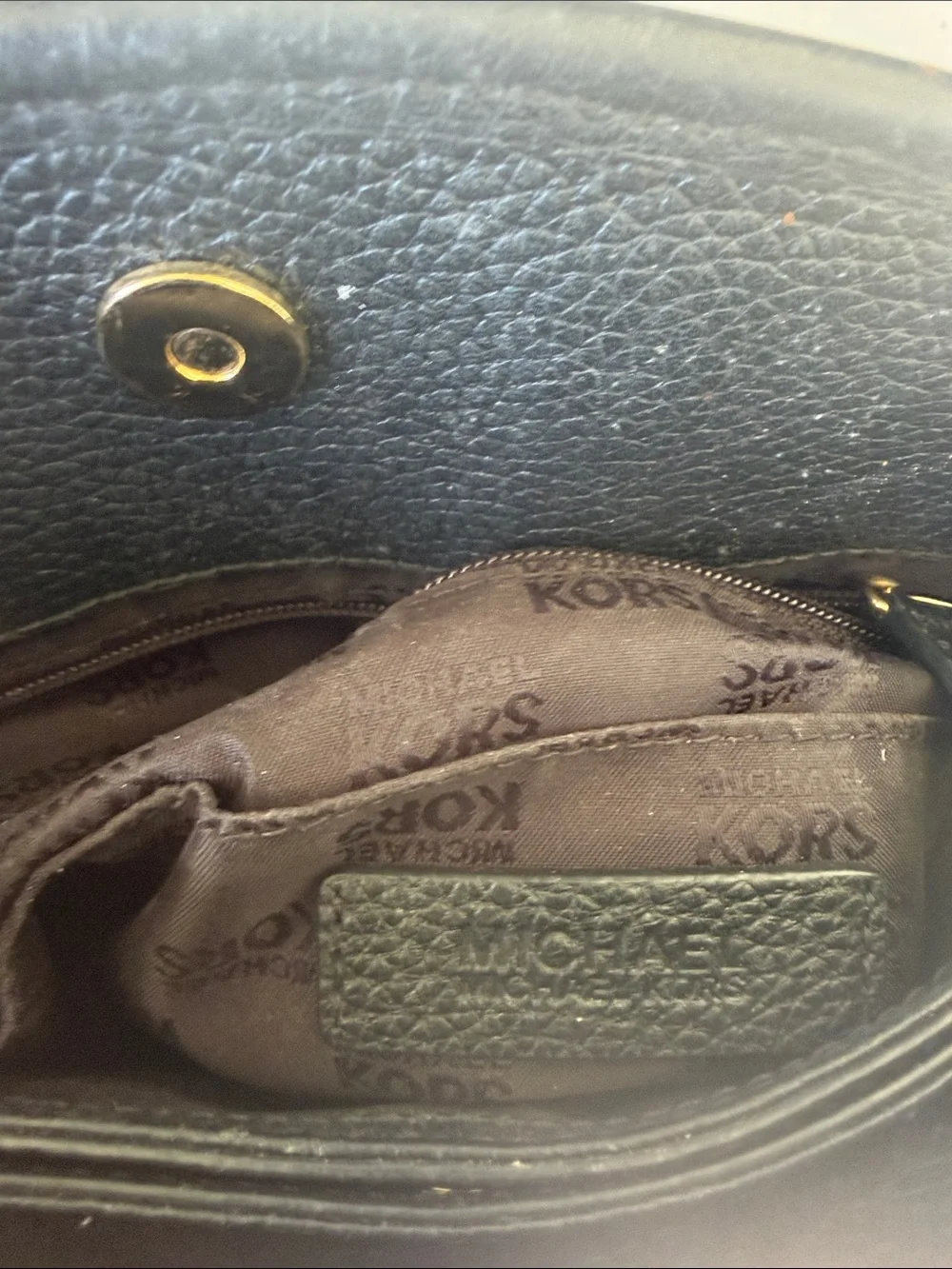 Michael Kors Black Pebbled Leather Dome Satchel with Gold Hardware
